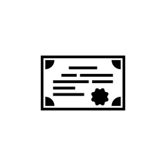 Certificate. Flat Vector Icon. Simple black symbol on white background