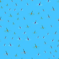 Seamless pattern with image of floats for fishing of different scale and color. For the design of textiles, posters, decorating clubs of lovers of fishing.