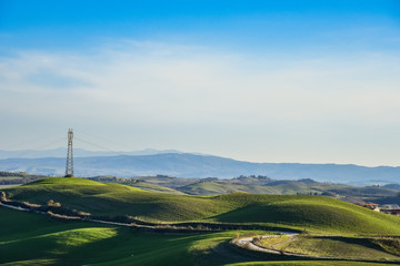 Landscape of the stunning tuscan countryside in spring