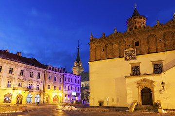 Fototapeta na wymiar City Hall of Tarnow at night