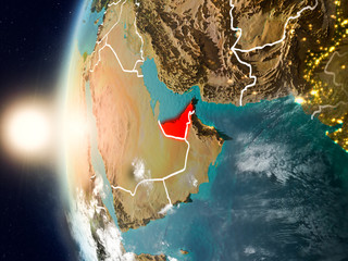 United Arab Emirates during sunset on Earth