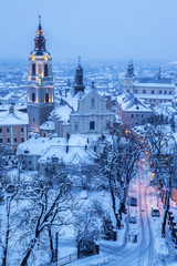 Przemysl Cathedral in winter scenery