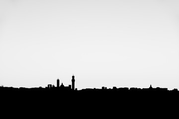 Obraz premium Black and white silhouette of the city of Siena
