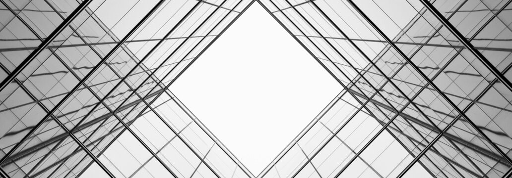 architecture of geometry at glass window - monochrome