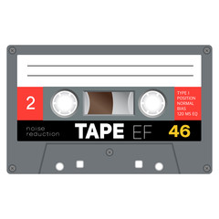 Vintage audio cassette tape, realistically looking design.