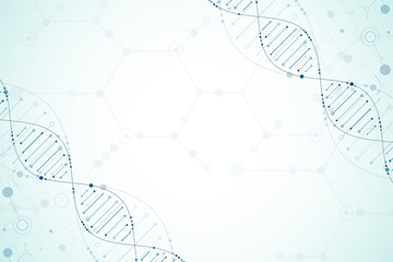 Science template, wallpaper or banner with a DNA molecules.