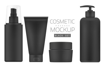 Set of cosmetic products on a white background.