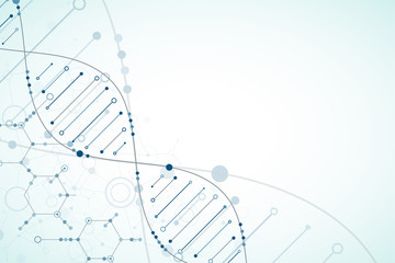 Science template, wallpaper or banner with a DNA molecules.