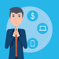 cartoon businessman icon