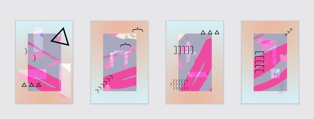 Set of artistic abstract universal card templates