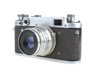 old camera on white background