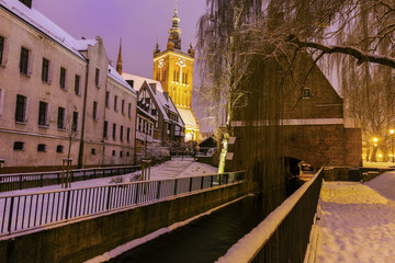 Small Mill and St Catherine Church in Gdansk