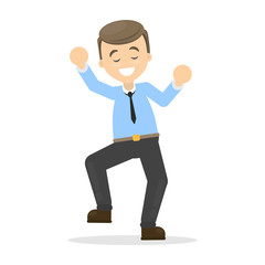 Happy dancing businessman.