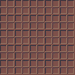 Seamless vector isometric pattern, imitating brown cocoa chocolate blocks.