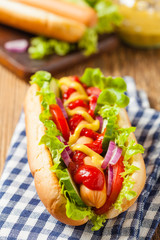 Delicious homemade hot dogs.