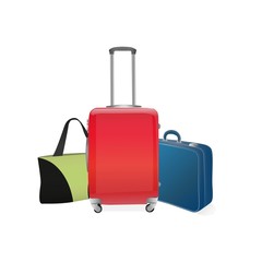 to travel with suitcases on a white background