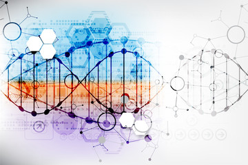 Science template, wallpaper or banner with a DNA molecules.