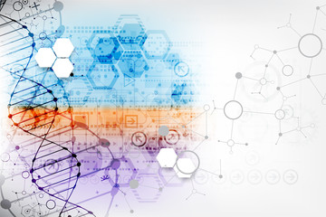 Science template, wallpaper or banner with a DNA molecules.