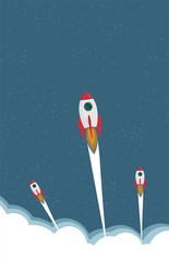  rocket  clouds business startup banner vector illustration background EPS10.