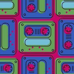 Funky tape seamless pattern. Authentic design for digital and print media.