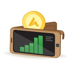 Ardor Cryptocurrency Coin In A Digital Wallet Smartphone