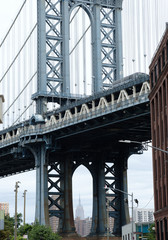 The famous Manhattan bridge spanning the East River between Brooklyn and lower Manhattan