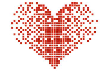 Pixel Heart  for Valentine's day. Vector festive background. Digital art.