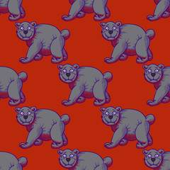 Amazing bear seamless pattern. Cartoon style pattern design.