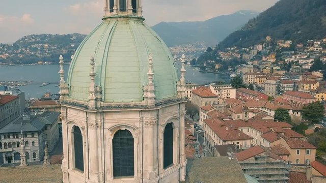 Aerial view of Como city and Como lake, Italy