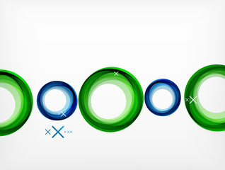 Flying abstract circles, vector geometric background, color air bubbles, web banner template, business or technology presentation background or elements