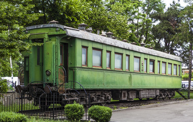 Personal green train wagon of dictator Joseph Stalin in his birthplace Gori, Georgia 