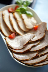 Roasted pork chop and neck pork traditional Easter breakfast dish