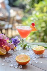 alcohol, summer, glass, juice, fruit, fresh, white, ice, party, tropical, cold, water, drink, blue, citrus, beverage, cocktail, bar, beach, background, relaxation, wood, sand, sea, travel, sky, wooden