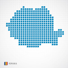 Fototapeta na wymiar Romania map and flag icon