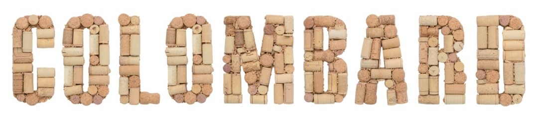 Grape variety Colombard made of wine corks Isolated on white background