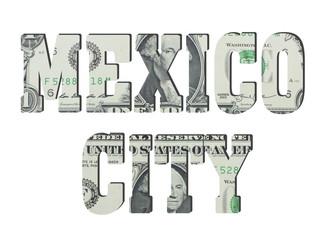 Mexico City. American dollar banknotes. Background with money