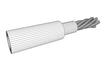 Electrical cable cleared wire. Wireframe low poly mesh vector illustration
