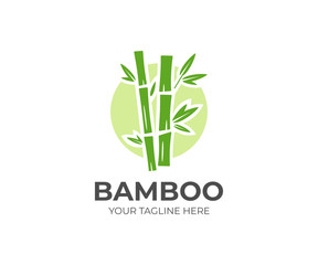 Naklejka premium Bamboo logo template. Green bamboo trees vector design. Bamboo stem logotype