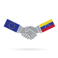 European union and Venezuela handshake business agreement.