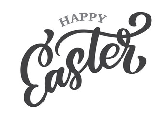 Hand drawn lettering Happy Easter vector calligraphy illustration. Design for invitations, greeting cards. Isolated on white background