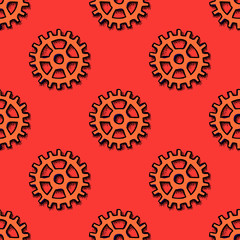 Gear wheel seamless pattern. Original design for print or digital media.