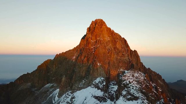 aerial view of Nelion peak of Mount Kenya during sunrise