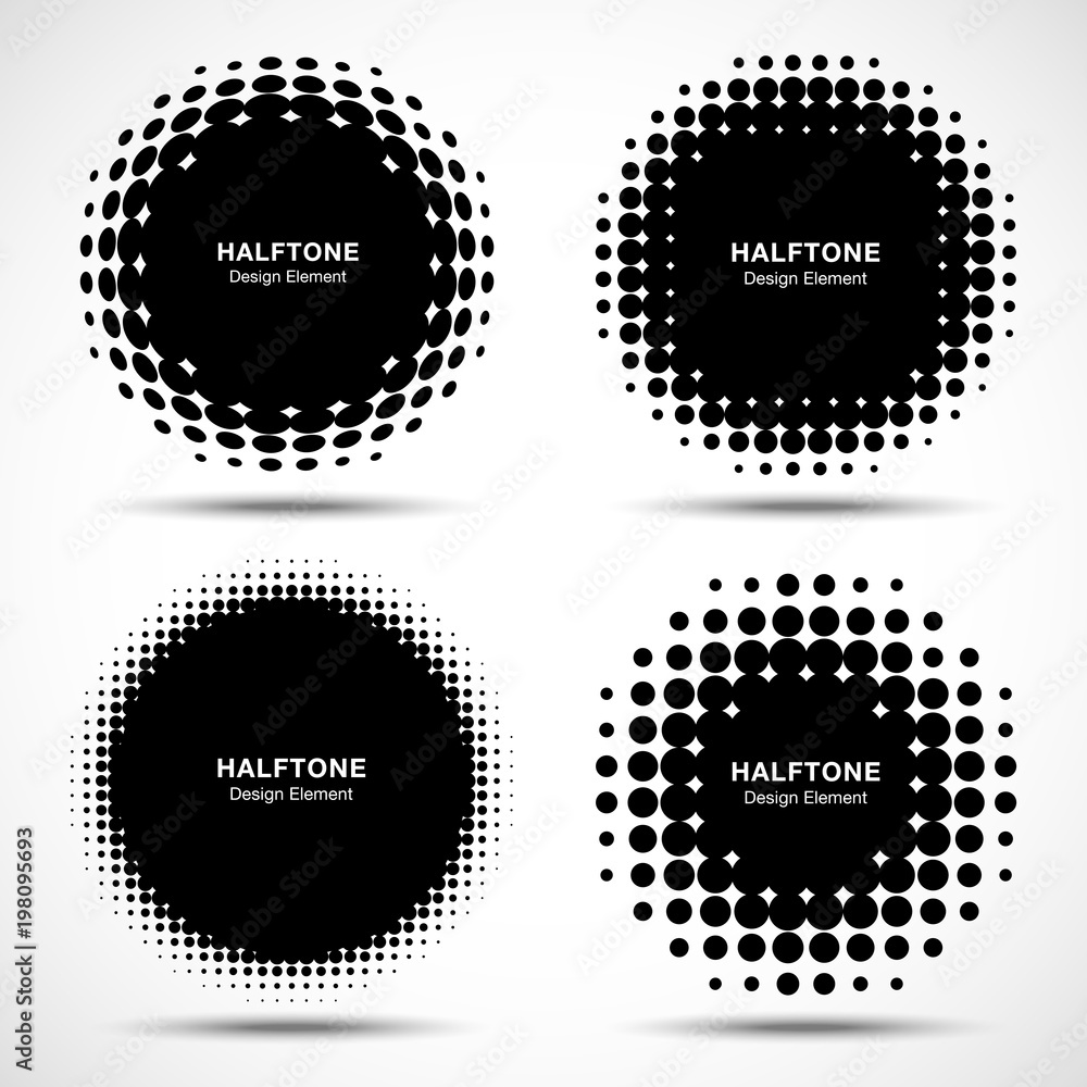 Sticker set of abstract halftone design elements. vector illustration