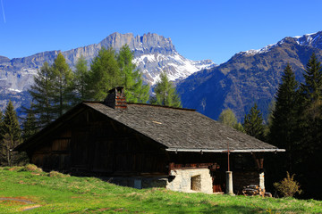 Fototapeta na wymiar Mountain landscape in Haute Savoie, France, Europe