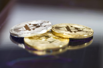 Golden Bitcoins. New virtual money.