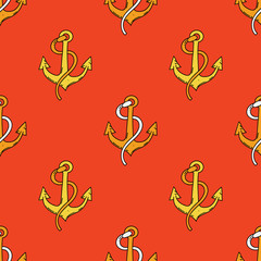 Fototapeta premium Ship anchor seamless pattern. Original design for print or digital media.