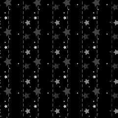 Seamless pattern embroidery stars on black background. Vector illustration