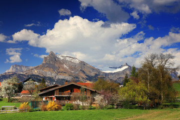 Obraz premium Mountain landscape in Haute Savoie, France, Europe