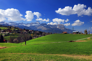 Fototapeta na wymiar Mountain landscape in Haute Savoie, France, Europe