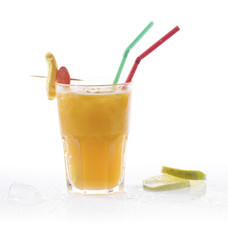 Caipifruta served in a glass with straws